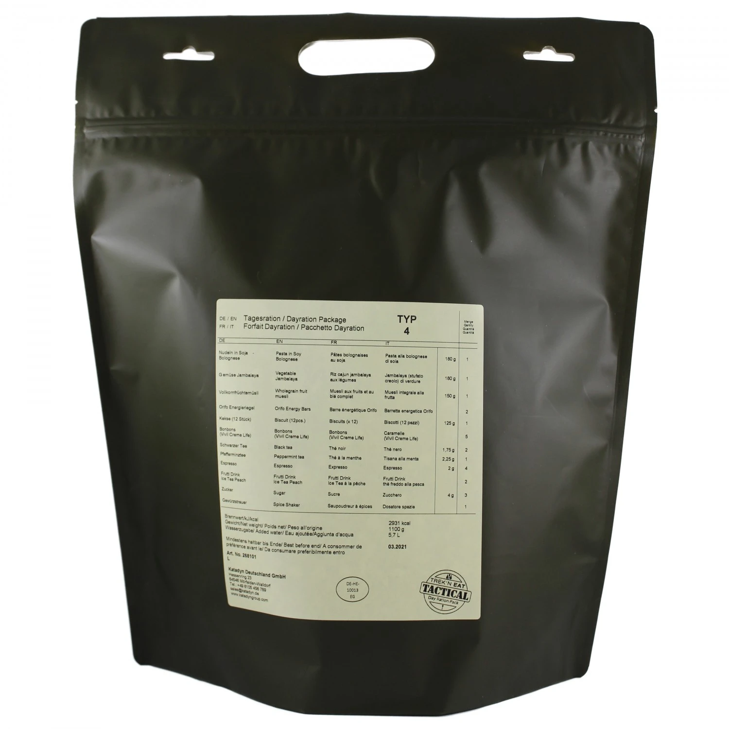 Trek'n Eat Day Ration Pack Typ 4 Vegetarisch Tactical 1 Trek'n Eat Day Ration Pack Typ 4 Vegetarisch Tactical